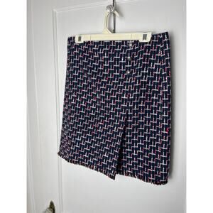 Talbots Women's Navy Blue Red White Tweed Straight Career Work Skirt Size 12 P
